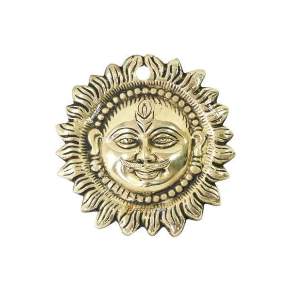 Brass Sun Face Wall Hanging for Home Decor, Diwali Gift, Sun Face Vastu Wall Art, Return Gift for Housewarming (10 CM)