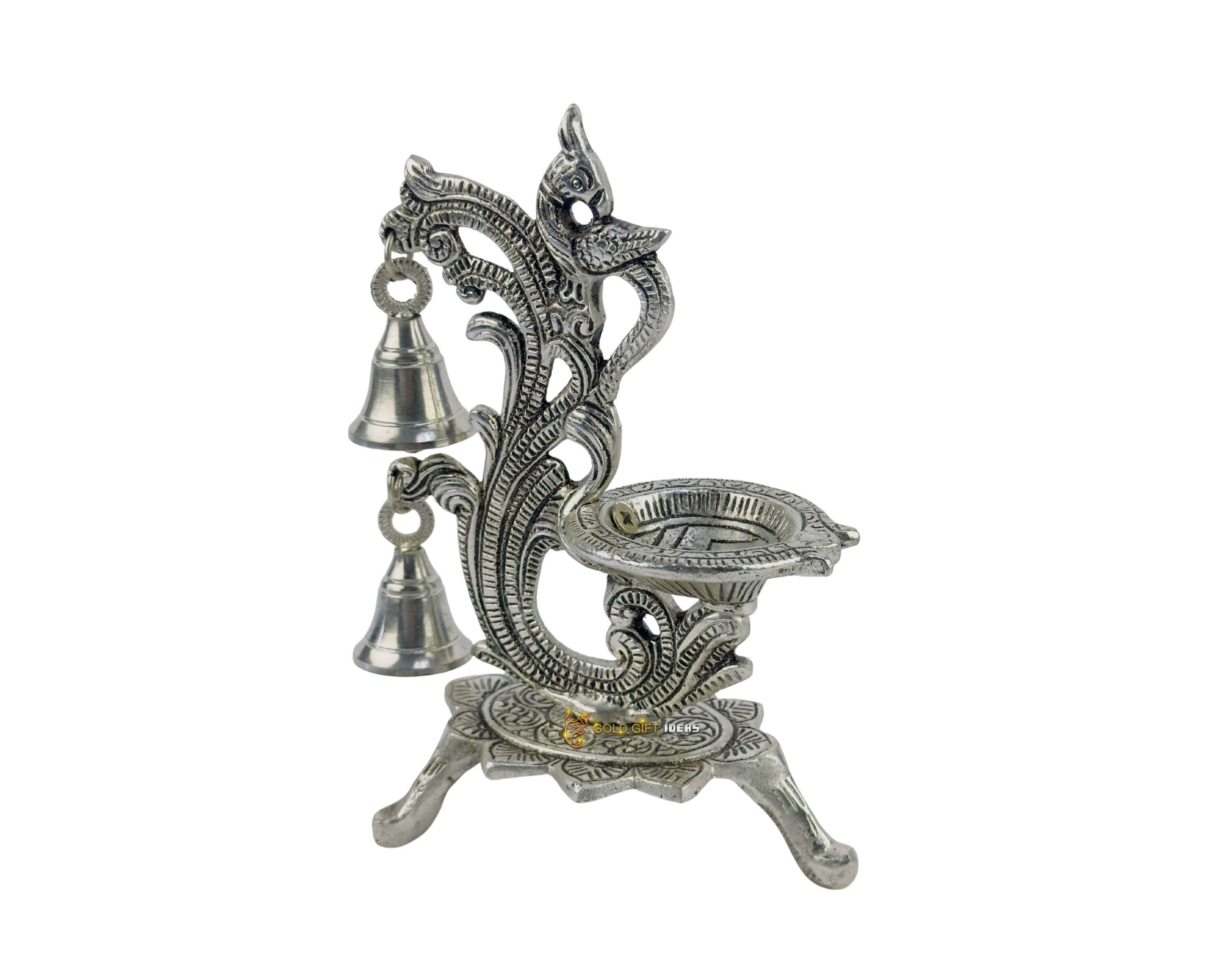Silver Plated Peacock Stand Diya (3) peacock diya decoration, peacock diya design, peacock hanging diya, peacock design diya, peacock design diya decoration, peacock wala diya, peacock shape diya, peacock samai diya, hanging peacock diya, peacock diya for diwali, peacock diya decoration for diwali, diya peacock decoration, diya peacock lamp, return gifts for pooja, diwali gift, diwali return gift, birthday gift, birthday return gift, return gifts, wedding gift, wedding return gift, baby shower gift, baby shower return gift, occasional gift, housewarming gifts, housewarming return gifts,