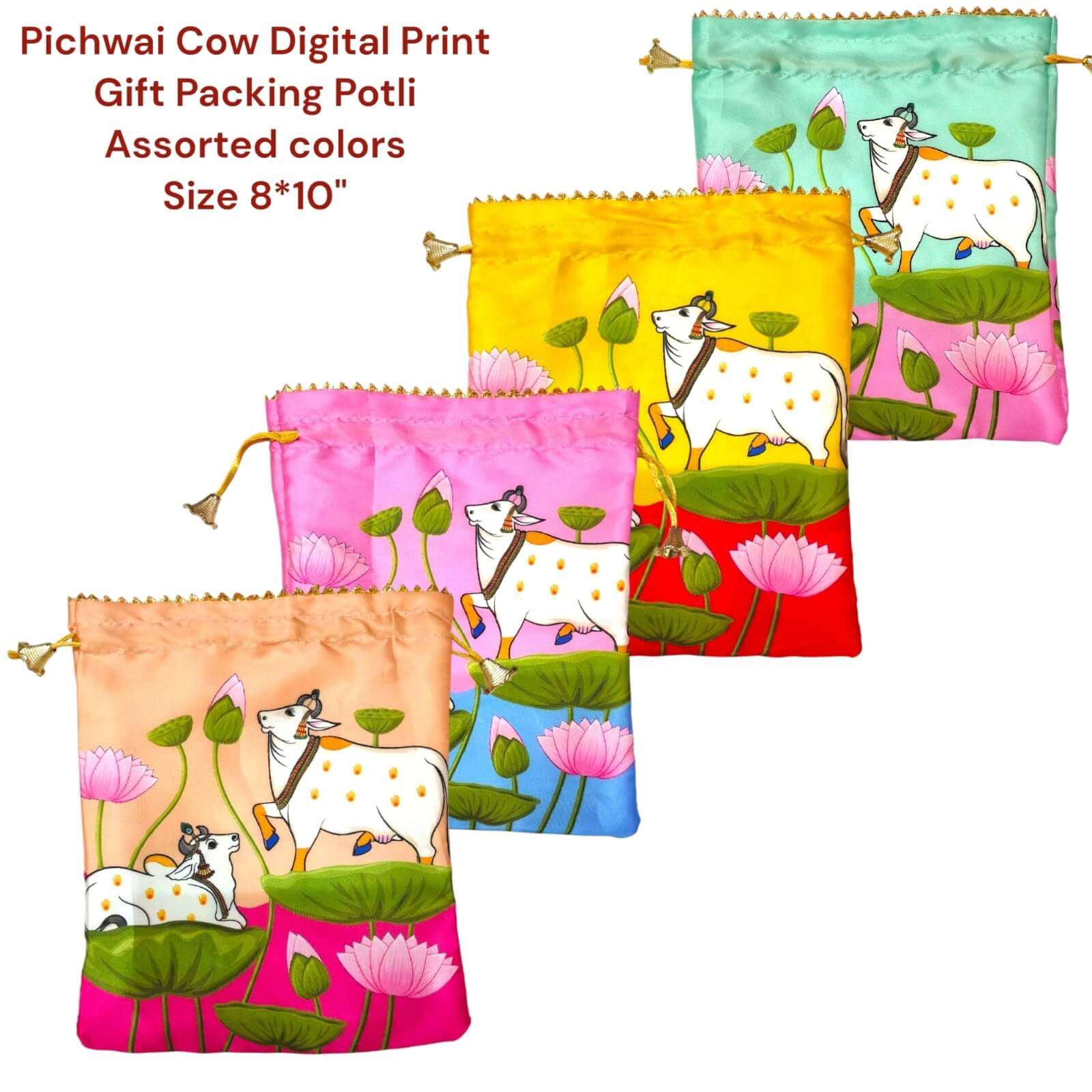Pichwai Cow Digital Print Potli Bags (4) potli for gifting, potli bags for women, potli bags for ladies, potli bags for bride, potli bags for return gifts, potli bags for gift, potli bags for gifting, potli bags for wedding, potli bags for wedding gift, potli bags for wedding guests, potli bags for wedding retun gifts, girls potli bags for wedding, potli bags for chocolates, potli bags for dry fruits, potli bags for packing, potli bags for packaging, potli bags for gift packing, wedding party favor gift bags, party favor bags, shagun potli pouch, shagun potli pouches, traditional potli bags, traditional bags for ladies, traditional pouches for ladies, potli pouches, potli pouch bags, pouches for dry fruit packing, pouches for packing, pouches for packaging, packaging pouch for candy, jewellery pouch for ladies, bridal potli purse, bridal potli bags, sangeet potli bags, potli bags for sangeet, ladies sangeet gift items, mehndi return gifts, mehndi gift bags, haldi potli bags, potli bags for haldi ceremony, haldi ceremony return gifts, wedding party favors, mehndi party favors, return gifts for women, return gifts for haldi ceremony, diwali gift, diwali return gift, birthday gift, birthday return gift, return gifts, wedding gift, wedding return gift, baby shower gift, baby shower return gift, occasional gift, housewarming gifts, housewarming return gifts,